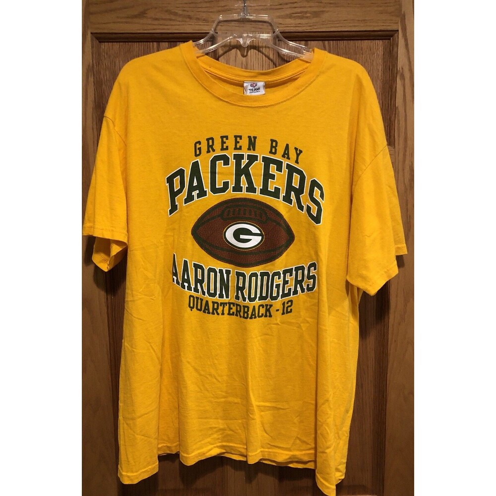 NFL Team Apparel Green Bay Packers Aaron Rogers Yellow T-Shirt Men's Size XL
